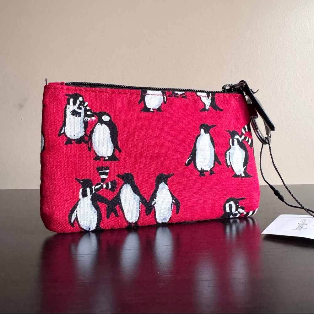 Vera Bradley Zip ID Case in Playful Penguin Red